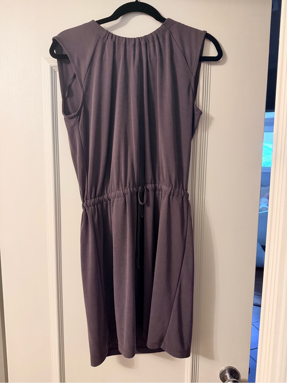 LOFT Sleeveless Drawstring Midi Dress in Dusty Mauve